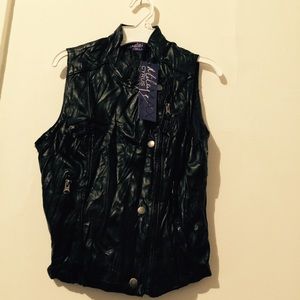 Black leather vest