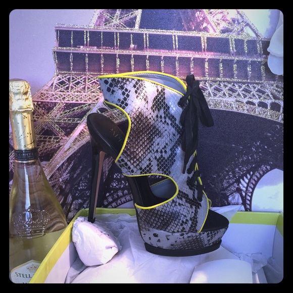 Talisa faux snakeskin peep toe platform