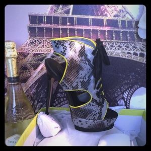 Talisa faux snakeskin peep toe platform