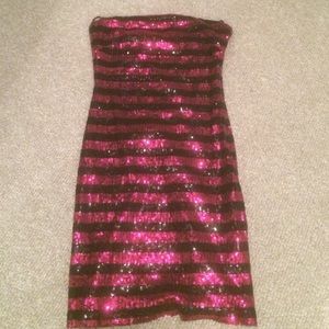 All sequins black and pink bodycon dress