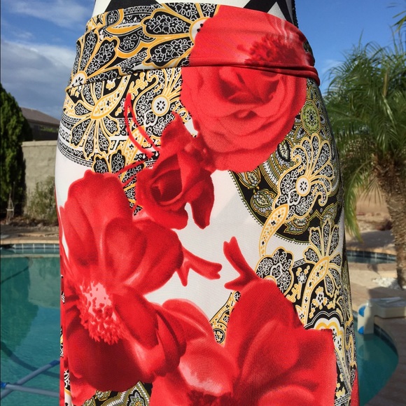 Multi print, high waist fold over maxi - Picture 3 of 3