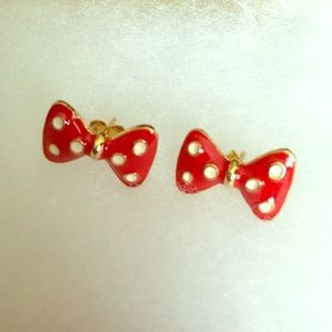 minnie red dot bow earings