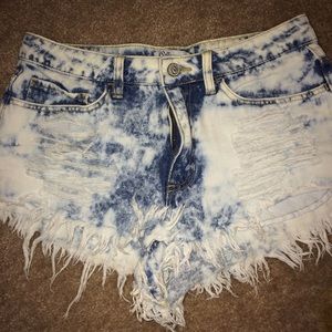 Distressed Acid Wash High Waist Shorts