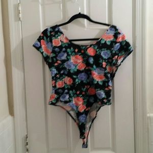 Flower print leotard