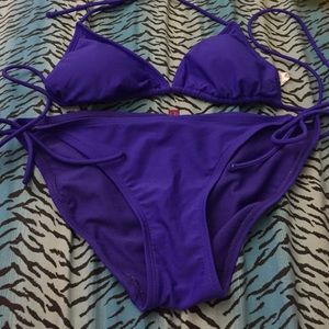 dark purple swim suit 2piece