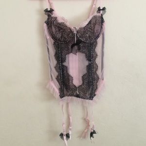 Pink and Black Chantilly Lace Corset