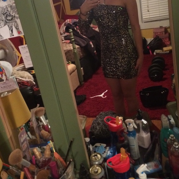 one sleeve sequin dress