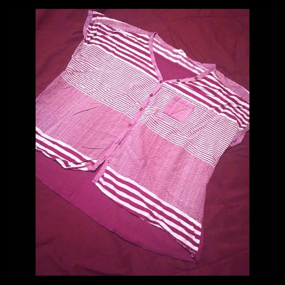 Purple button down tee