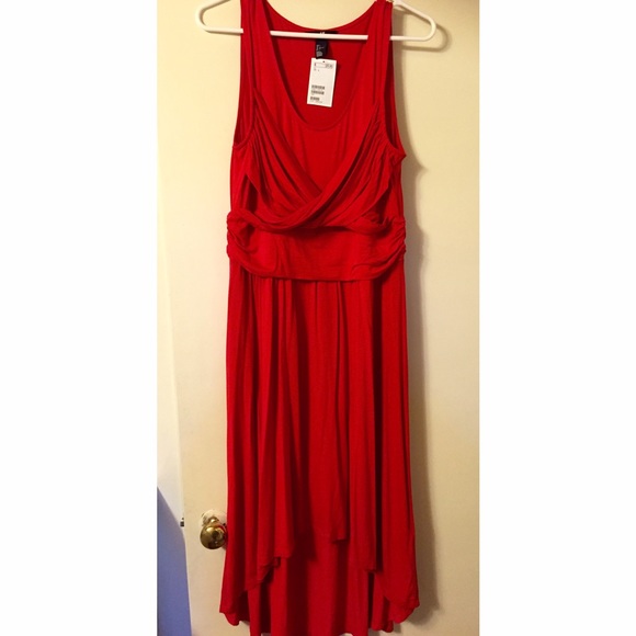 H&M cherry red high-low sleeveless dress