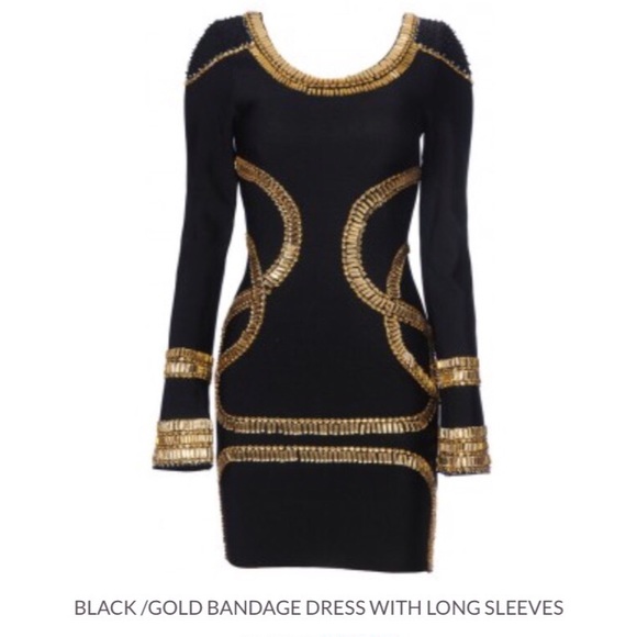 Black/gold bandage dress