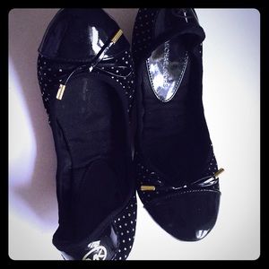 Michael Kors gold and black polka dot flats