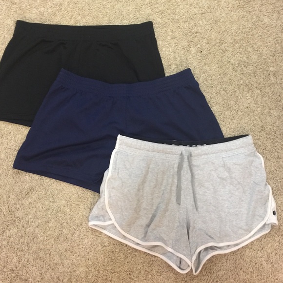 Black, navy and grey shorts