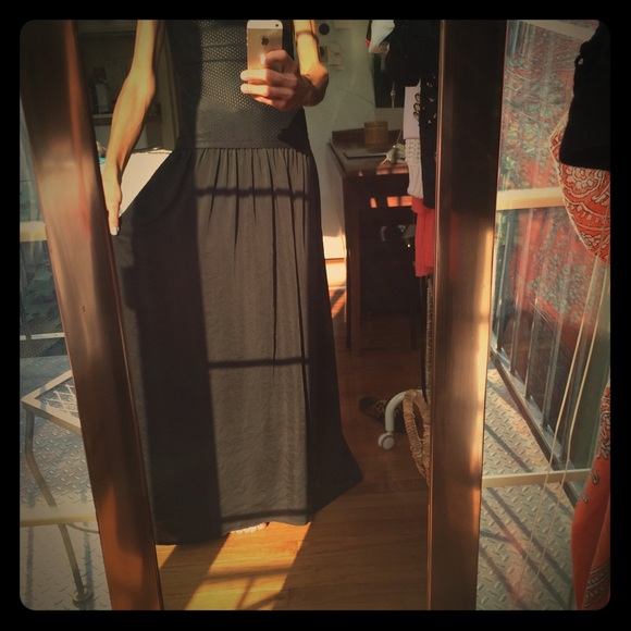 Zara Black Silk Maxi Skirt