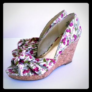 Brand new! Cherry Print Cork Wedges