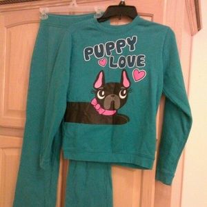 2pc turquoise Puppy love sweat suit by joe boxer