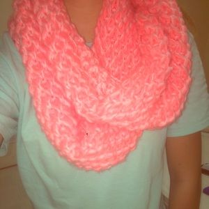 Pink large knit scarf