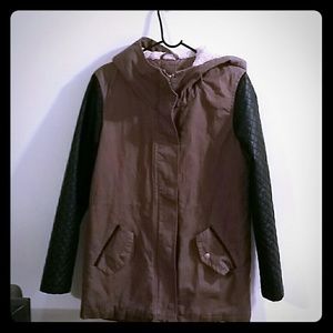 Leather Sleeve Utility Jacket