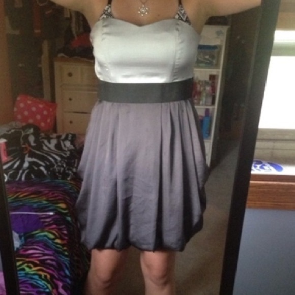 Strapless Light and dark grey dress.