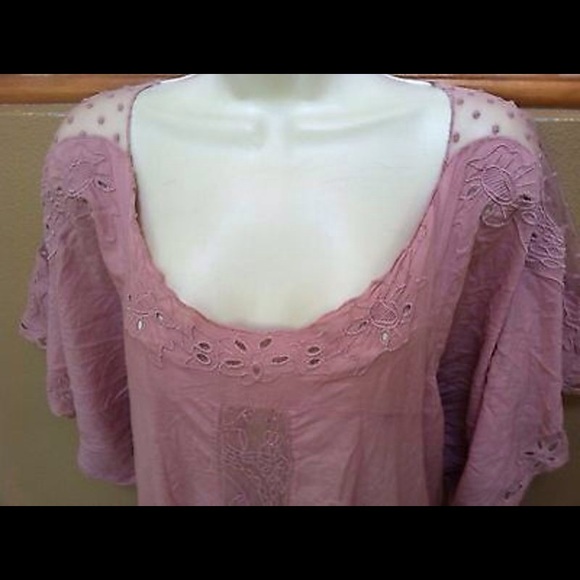 Free People Mauve Boho Lace Crochet Gauze Dress - Picture 2 of 4