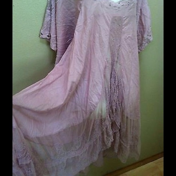 Free People Mauve Boho Lace Crochet Gauze Dress - Picture 4 of 4