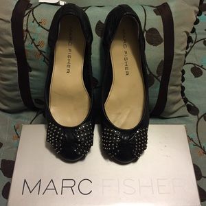 Marc Fisher Black Flats with Bow