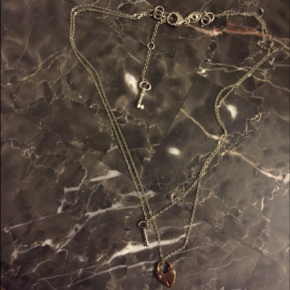 Fossil Heart Lock and Key Necklace - Picture 2 of 4