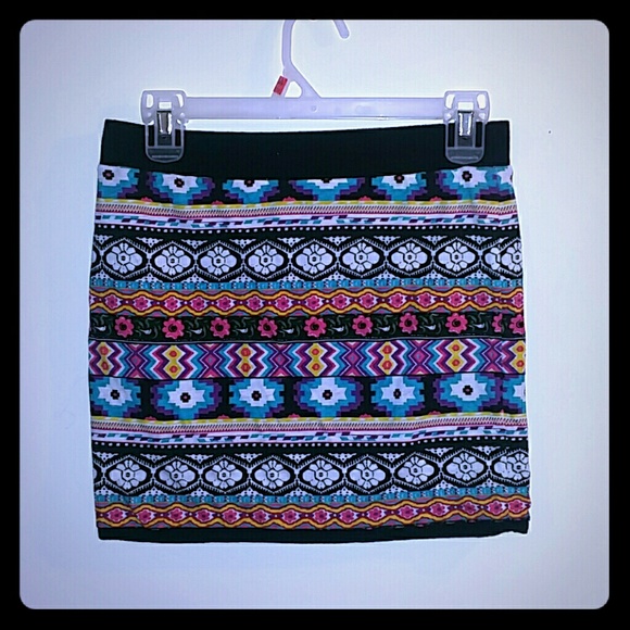 Floral/ Tribal Mini Bodycon Skirt - Picture 1 of 3