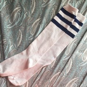 Forever21 White & Navy Knee High Socks