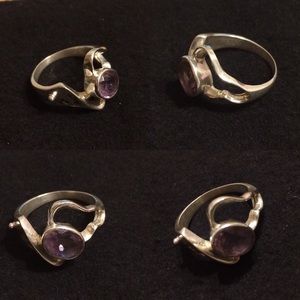 Unique amethyst ring in sterling silver