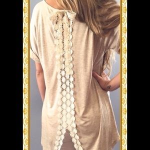 Boho Chic Crochet Adorned Back Loose Tunic S M L