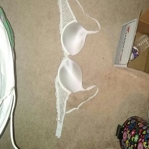 white, laced, PINK push up bra