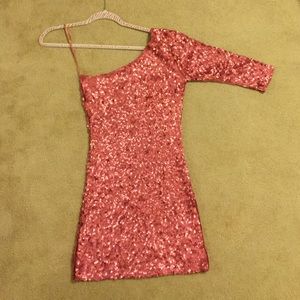 Sequin one sleeve dress