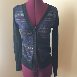 Striped sparkly cardigan sweater, M