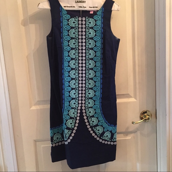 Lilly Pulitzer Knot This Panel Embroderied Shift Dress MSRP $268 Size 0 EUC