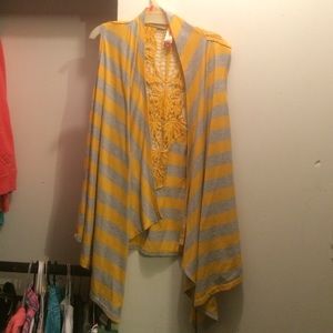 Yellow and gray cardigan