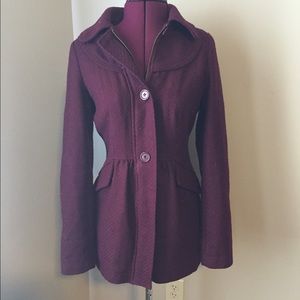 *SOLD* Boutique maroon burgundy pea coat, XS