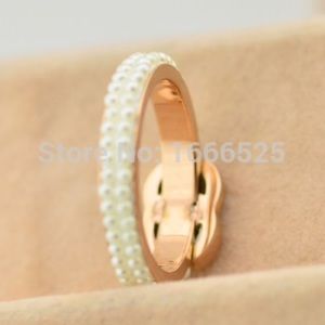 New! Full Circle White Pearl Ring Rose Gold