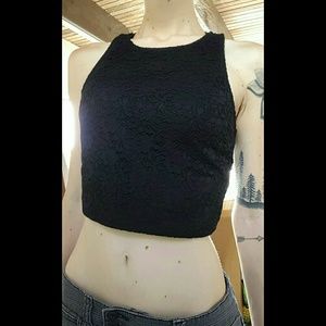 F21 Floral lace crop top