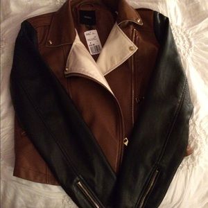 Tri colored leather jacket