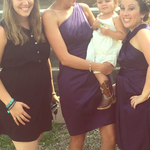 Purple one shoulder bridesmaid formal dress