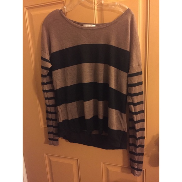 LOFT Tops - Brown & Black Striped Top