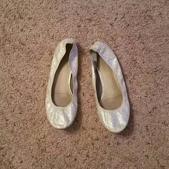 Silver Glitter Flats Size 8