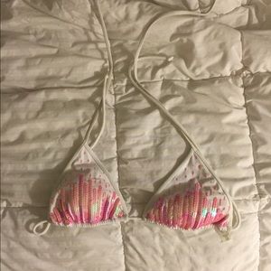 Victoria's Secret white/pink sequin bikini top