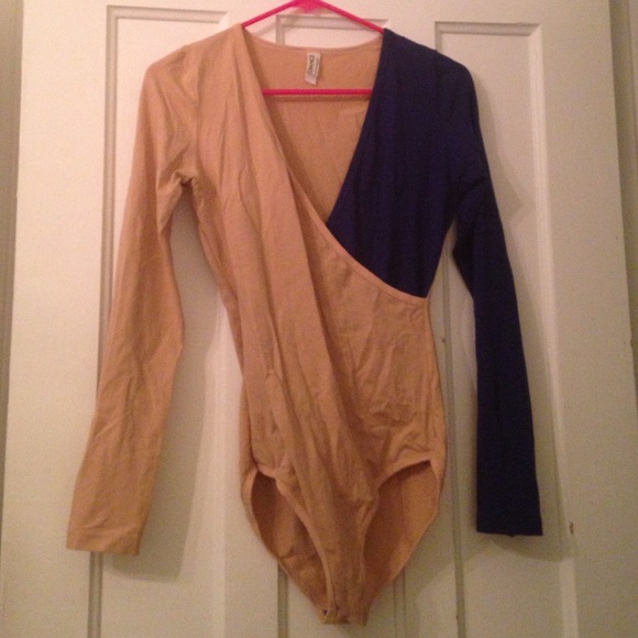 Beige and Blue Bodysuit