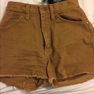 High-waisted brown shorts