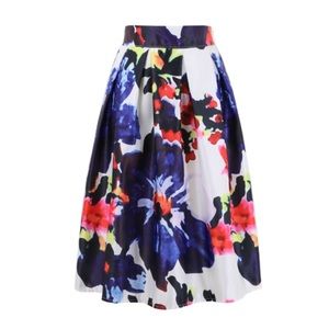 Brushstroke Painting Pattern Full Midi Skirt
