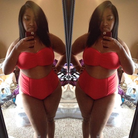 Forever 21 coral red two piece plus size bikini