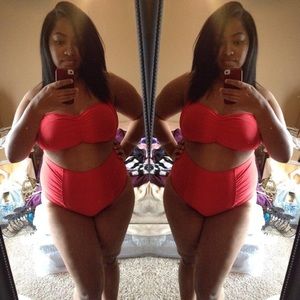 Forever 21 coral red two piece plus size bikini