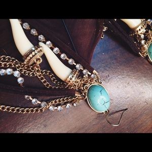 Tiffany blue jade feather earrings