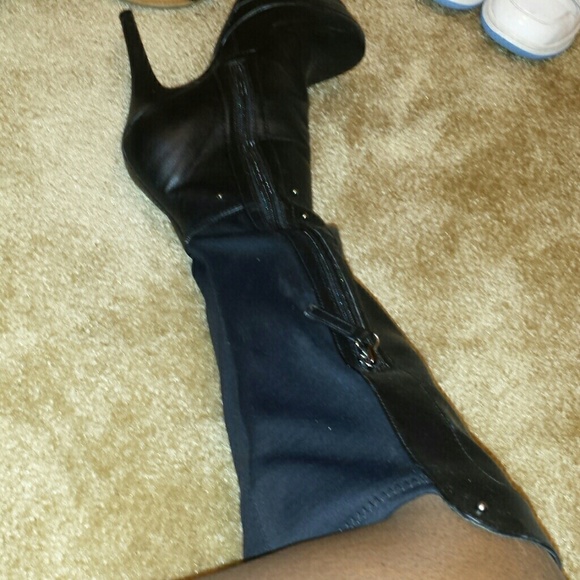 Knee high black heels